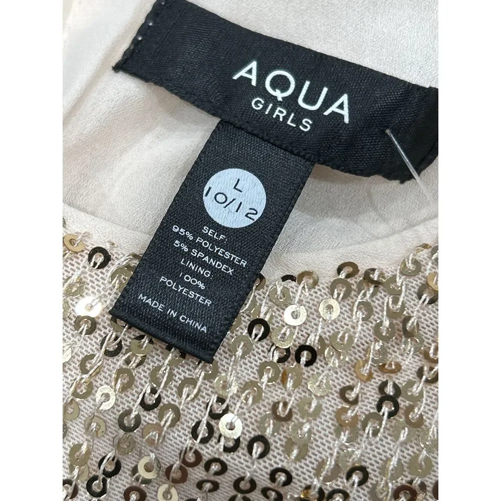 Aqua Girls Gold Sequin Dress Size L‎ 10/12